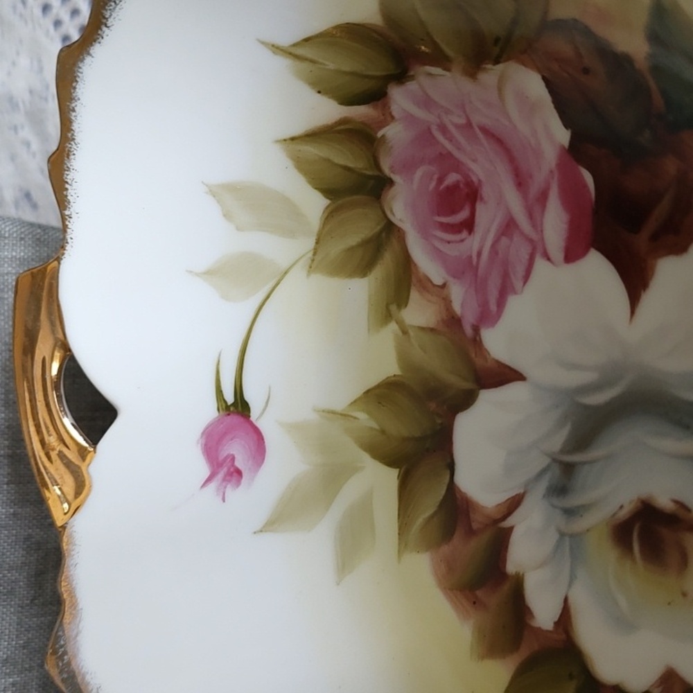 Linwile Ardalt Hand Painted Bowl Roses Gold Trim - Picture 3 of 5